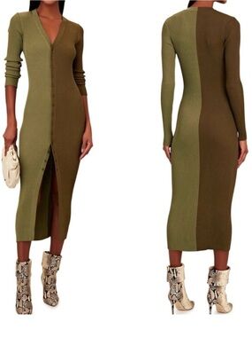 staud oz plaid faux leather-trim dress Wells Dress in Pepperoncini Plaid